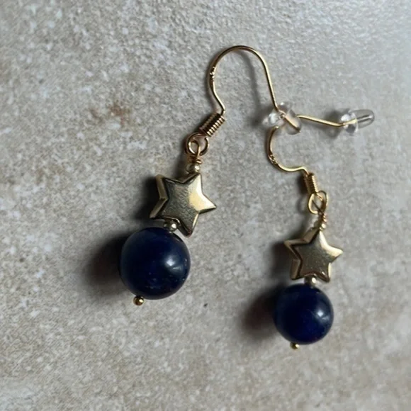 🌹 free w/purchase sterling silver lapis lazuli 9 mm gem stone 18k gold vermeil - Picture 15 of 15
